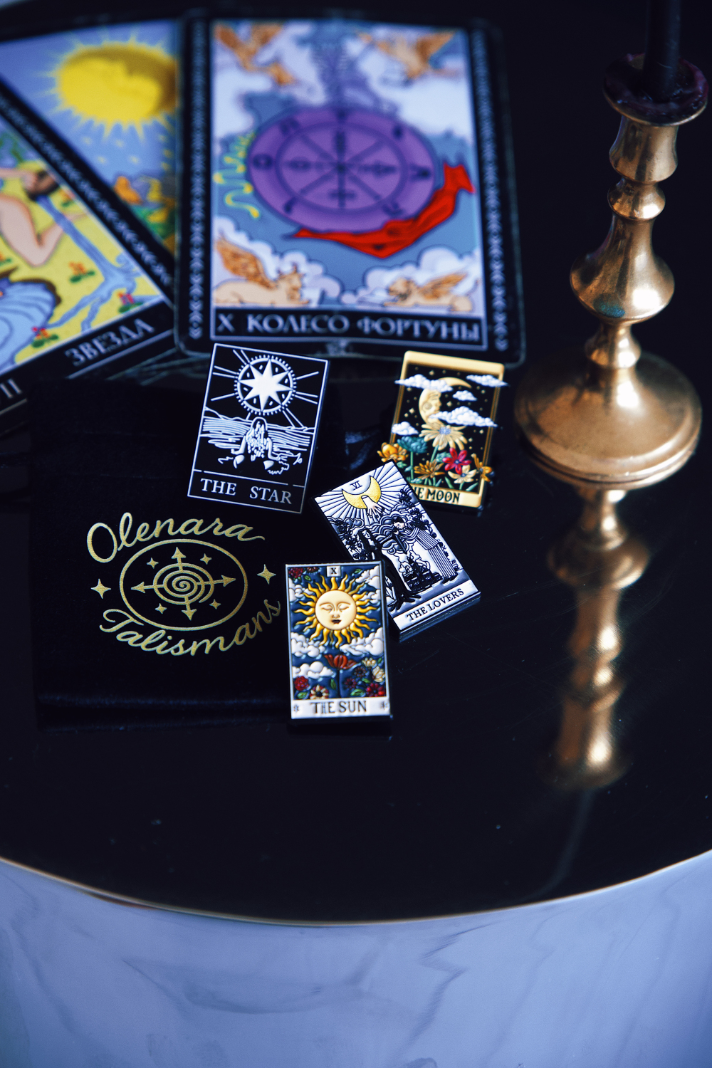 Olenara Talismans tarota nozīmītes un samta maciņš